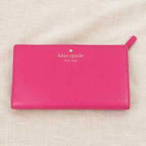 Kate Spade Mikas Pond Stacy Bifold Wallet Snapdragon Pink With Aqua Interior